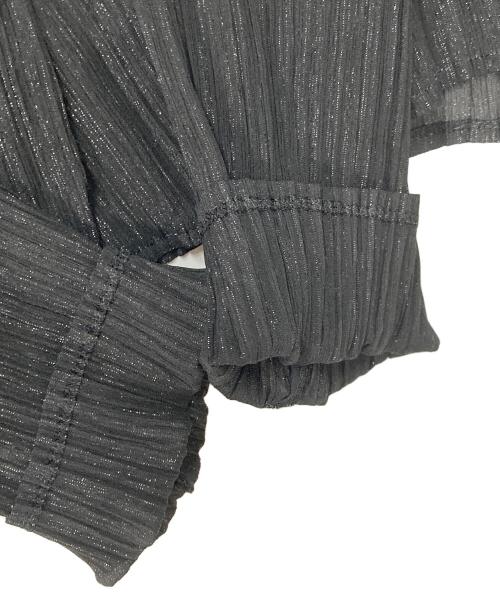 SPECCHIO（スペッチオ）SPECCHIO (スペッチオ) ラメプリーツカーディガン ブラック サイズ:40の古着・服飾アイテム