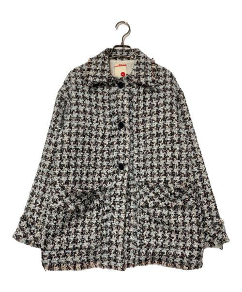 BACCA（バッカ）BACCA (バッカ) ハウンドトゥースツイード ワーカーズジャケット 35-08-24-08303 ブルー サイズ:36の古着・服飾アイテム