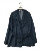 AURALEEオーラリー）の古着「ベルト付き シアー シルクシャツ ジャケット A8SB01SL」｜ネイビー