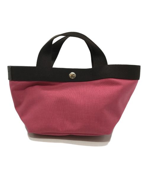 Herve Chapelier（エルベシャプリエ）Herve Chapelier (エルベシャプリエ) 701C コーデュラ舟型トートS ハンドバッグ ピンク×ブラウンの古着・服飾アイテム