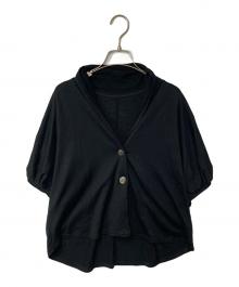 Y's for living（ワイズフォーリビング）の古着「ウールニット ショートスリーブカーディガン」｜ブラック