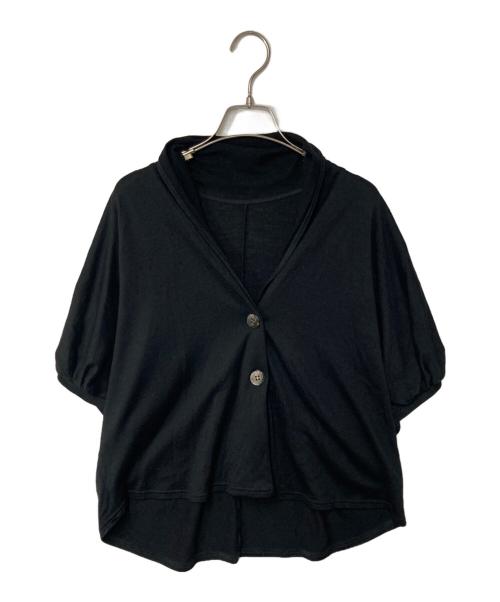 Y's for living（ワイズフォーリビング）Y'S for living (ワイズフォーリビング) ウールニット ショートスリーブカーディガン ブラック サイズ:Freeの古着・服飾アイテム