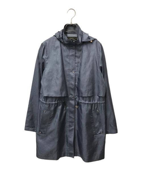 Leilian（レリアン）LEILIAN (レリアン) チェックフーデットコート ブルー×ブラック サイズ:11の古着・服飾アイテム