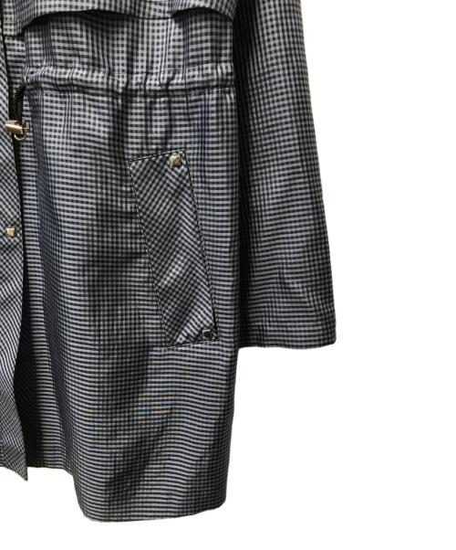 Leilian（レリアン）LEILIAN (レリアン) チェックフーデットコート ブルー×ブラック サイズ:11の古着・服飾アイテム