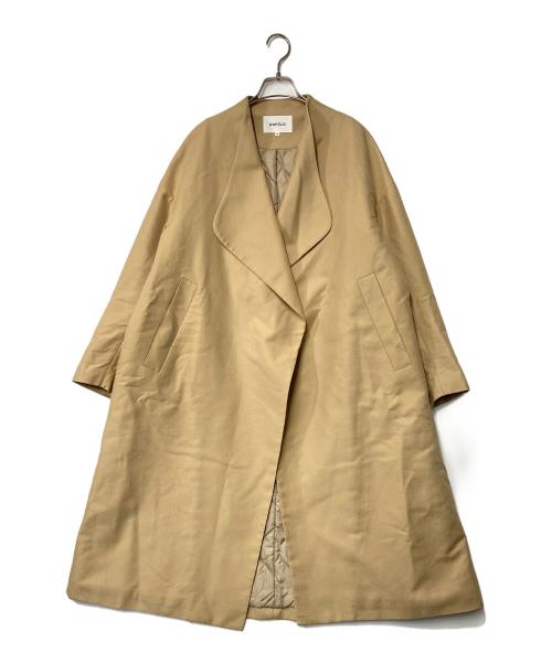 ENFOLD（エンフォルド）ENFOLD (エンフォルド) ダブルクロスノーカラーコート ベージュ サイズ:38の古着・服飾アイテム