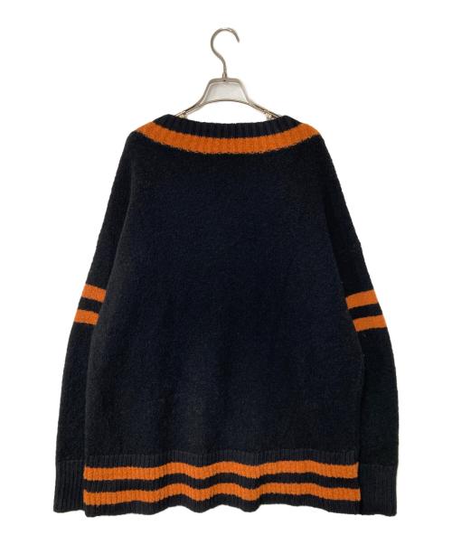jieda（ジエダ）jieda (ジエダ) OVER V-NECK KNIT ブラック×オレンジ サイズ:2の古着・服飾アイテム