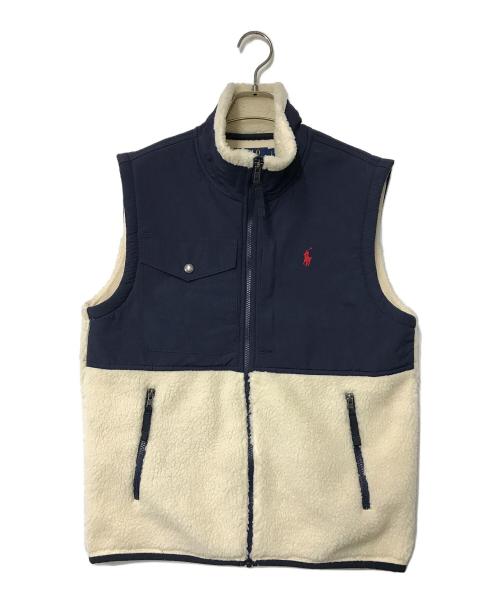 POLO RALPH LAUREN（ポロ・ラルフローレン）POLO RALPH LAUREN (ポロ・ラルフローレン) ナイロン切替フリースベスト アイボリー×ネイビー サイズ:Sの古着・服飾アイテム