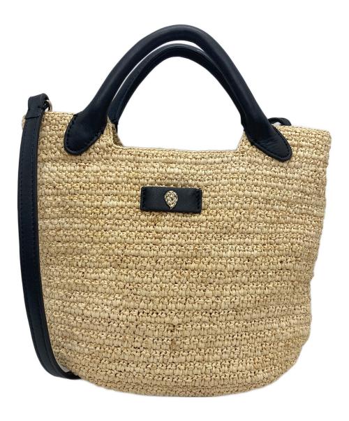HELEN KAMINSKI（ヘレンカミンスキー）HELEN KAMINSKI (ヘレンカミンスキー) Cassia Mini レザー×ラフィア 2WAYショルダーバッグ ベージュ×ブラックの古着・服飾アイテム