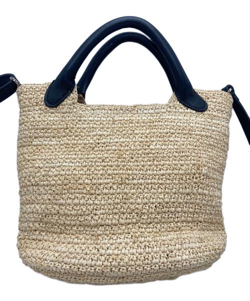 HELEN KAMINSKI（ヘレンカミンスキー）HELEN KAMINSKI (ヘレンカミンスキー) Cassia Mini レザー×ラフィア 2WAYショルダーバッグ ベージュ×ブラックの古着・服飾アイテム