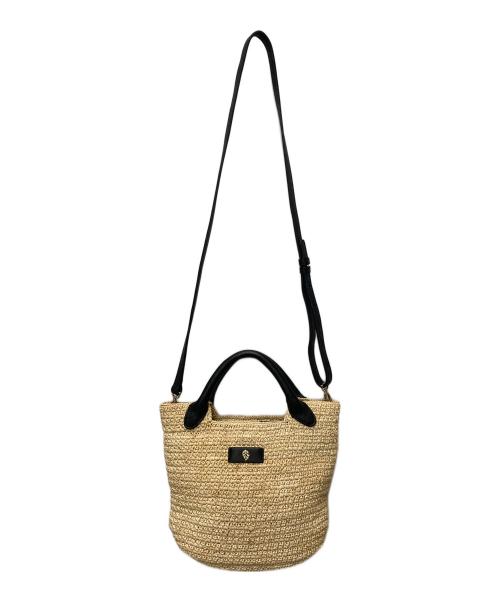 HELEN KAMINSKI（ヘレンカミンスキー）HELEN KAMINSKI (ヘレンカミンスキー) Cassia Mini レザー×ラフィア 2WAYショルダーバッグ ベージュ×ブラックの古着・服飾アイテム