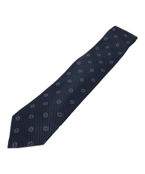 GUCCI（グッチ）GUCCI (グッチ) GG柄シルクネクタイ ネイビー サイズ:表記無しの古着・服飾アイテム