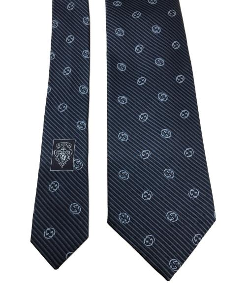 GUCCI（グッチ）GUCCI (グッチ) GG柄シルクネクタイ ネイビー サイズ:表記無しの古着・服飾アイテム