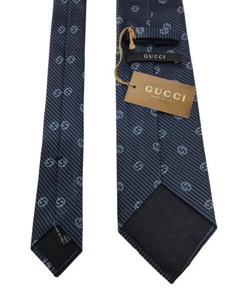GUCCI（グッチ）GUCCI (グッチ) GG柄シルクネクタイ ネイビー サイズ:表記無しの古着・服飾アイテム