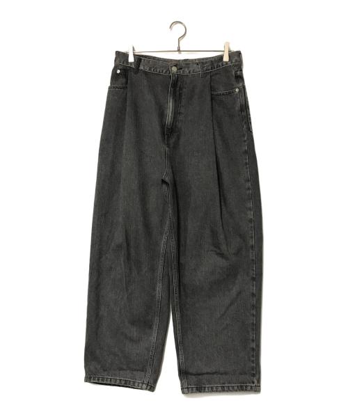 URU（ウル）uru (ウル) COTTON DENIM TUCK PANTS ブラック サイズ:1の古着・服飾アイテム