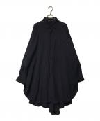 MICHIKO by Y'sミチコ バイ ワイズ）の古着「ウールレーヨンストライプシャツワンピース」｜ネイビー