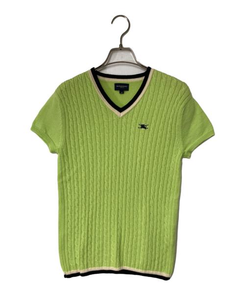 BURBERRY GOLF（バーバリーゴルフ）BURBERRY GOLF (バーバリーゴルフ) ホース刺繍 ショートスリーブケーブルニット  グリーン サイズ:Mの古着・服飾アイテム