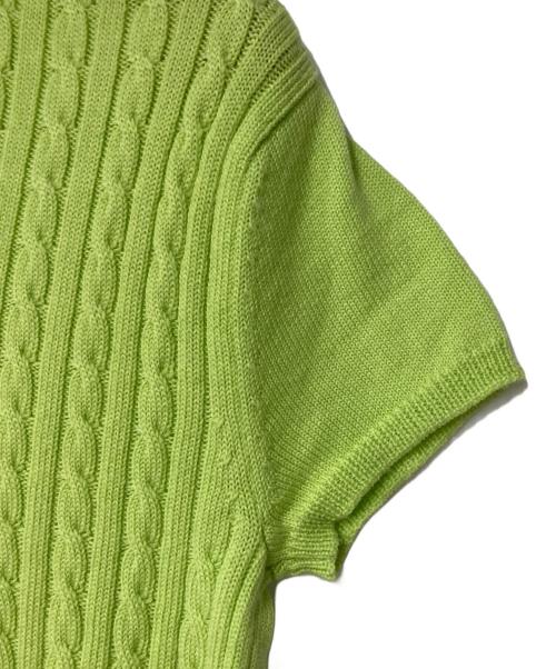 BURBERRY GOLF（バーバリーゴルフ）BURBERRY GOLF (バーバリーゴルフ) ホース刺繍 ショートスリーブケーブルニット  グリーン サイズ:Mの古着・服飾アイテム