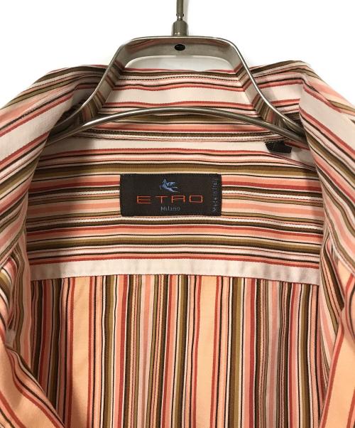 ETRO（エトロ）ETRO (エトロ) ストライプボタンダウンシャツ ブラウン×ピンク サイズ:SIZE 40の古着・服飾アイテム