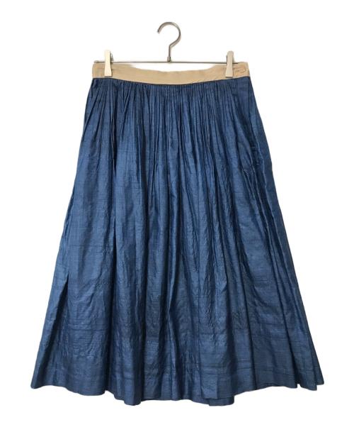 45R（フォーティファイブ・アール）45R (フォーティファイブ・アール) タッサーシルクスカート 7064012 インディゴ×ベージュ サイズ:3の古着・服飾アイテム