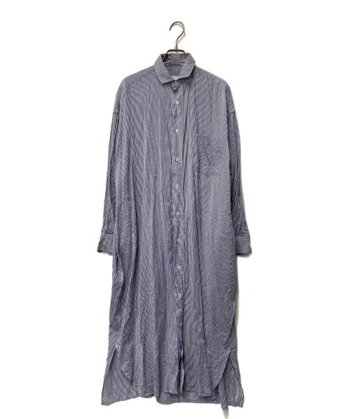 ticca（ティッカ）TICCA (ティッカ) シルクブレンドロングシャツ ブルー サイズ:FREEの古着・服飾アイテム