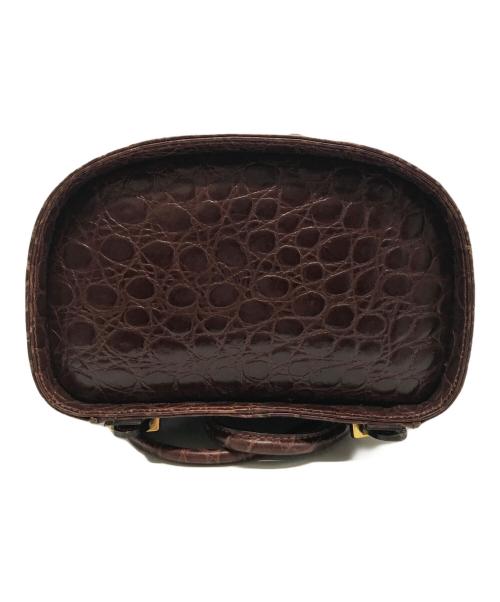 Salvatore Ferragamo（サルヴァトーレ フェラガモ）Salvatore Ferragamo (サルヴァトーレ フェラガモ) 型押し巾着ミニバックパック BZ-21・5676 ボルドー×ブラウンの古着・服飾アイテム