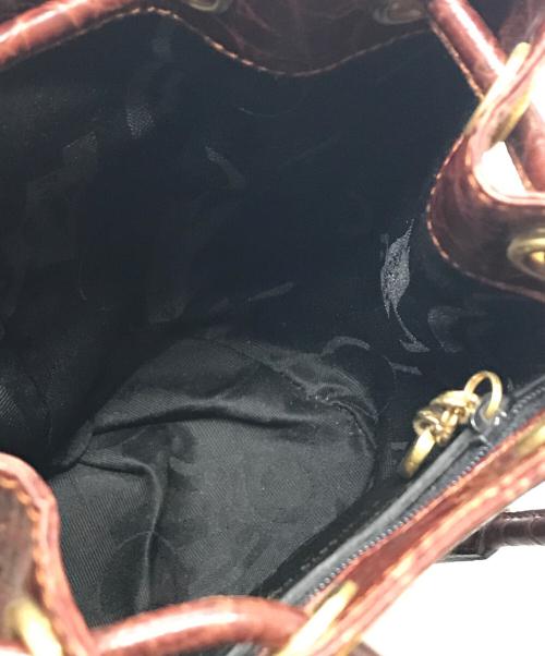 Salvatore Ferragamo（サルヴァトーレ フェラガモ）Salvatore Ferragamo (サルヴァトーレ フェラガモ) 型押し巾着ミニバックパック BZ-21・5676 ボルドー×ブラウンの古着・服飾アイテム