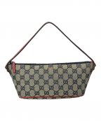 GUCCIグッチ）の古着「インターロッキングG ポーチ」｜ベージュ×ネイビー×レッド