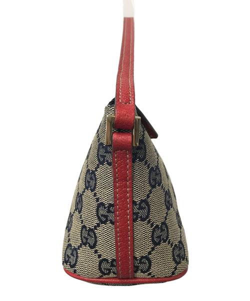 GUCCI（グッチ）GUCCI (グッチ) インターロッキングG ポーチ ベージュ×ネイビー×レッドの古着・服飾アイテム