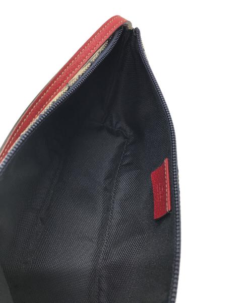 GUCCI（グッチ）GUCCI (グッチ) インターロッキングG ポーチ ベージュ×ネイビー×レッドの古着・服飾アイテム