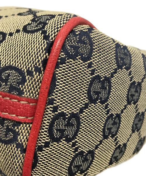 GUCCI（グッチ）GUCCI (グッチ) インターロッキングG ポーチ ベージュ×ネイビー×レッドの古着・服飾アイテム