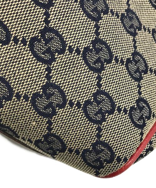 GUCCI（グッチ）GUCCI (グッチ) インターロッキングG ポーチ ベージュ×ネイビー×レッドの古着・服飾アイテム