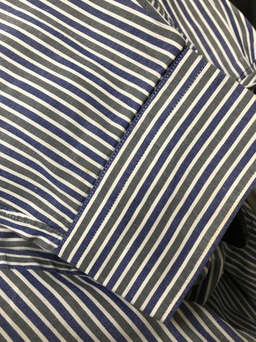 COMME des GARCONS HOMME（コムデギャルソン オム）COMME des GARCONS HOMME (コムデギャルソン オム) ストライプシャツ ネイビー×グレー サイズ:SIZE Lの古着・服飾アイテム