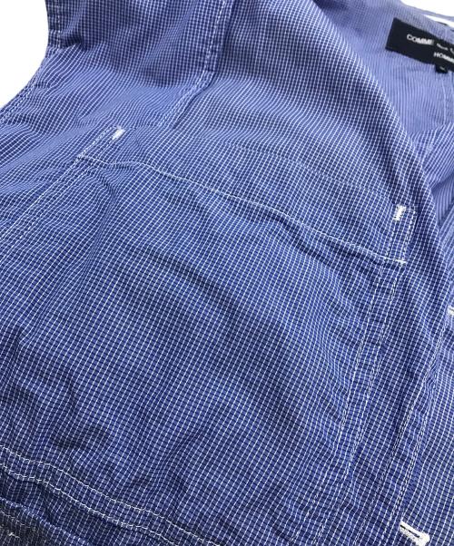COMME des GARCONS HOMME（コムデギャルソン オム）COMME des GARCONS HOMME (コムデギャルソン オム) マイクロチェック シャツジャケット HO-J054 AD2004 アーカイブ ブルー サイズ:Ｌの古着・服飾アイテム