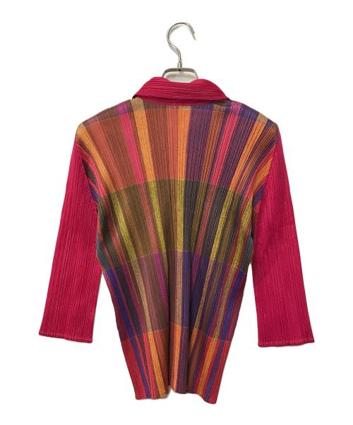 PLEATS PLEASE（プリーツプリーズ）PLEATS PLEASE (プリーツプリーズ) ストライププリーツシャツ レッド サイズ:3の古着・服飾アイテム