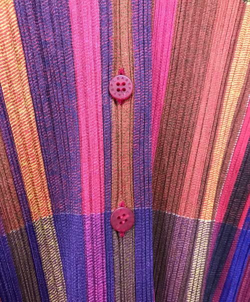 PLEATS PLEASE（プリーツプリーズ）PLEATS PLEASE (プリーツプリーズ) ストライププリーツシャツ レッド サイズ:3の古着・服飾アイテム