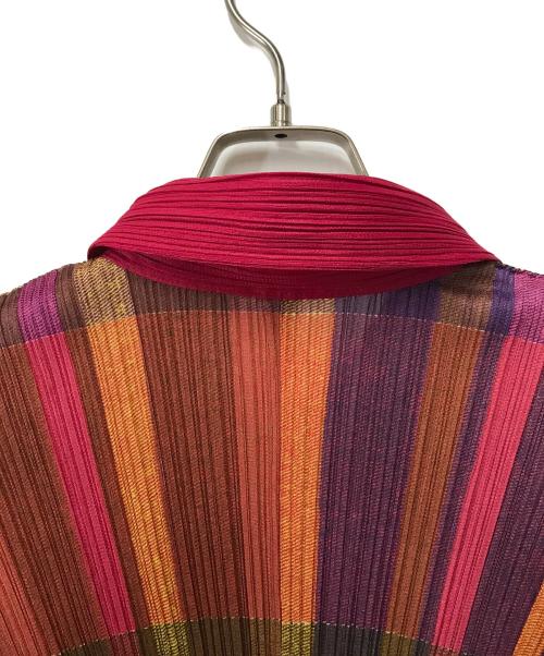 PLEATS PLEASE（プリーツプリーズ）PLEATS PLEASE (プリーツプリーズ) ストライププリーツシャツ レッド サイズ:3の古着・服飾アイテム