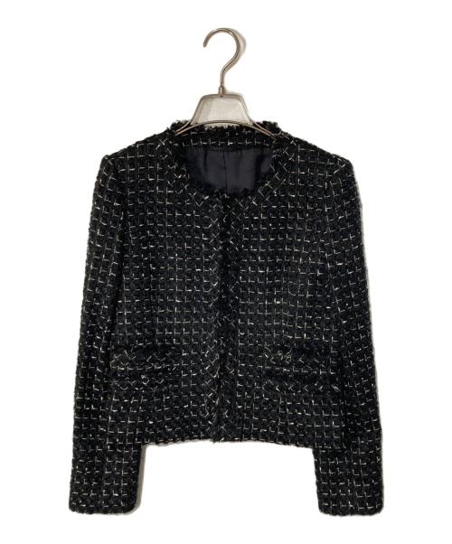 ANAYI（アナイ）ANAYI (アナイ) ツイードノーカラージャケット ブラック サイズ:36の古着・服飾アイテム