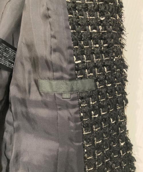 ANAYI（アナイ）ANAYI (アナイ) ツイードノーカラージャケット ブラック サイズ:36の古着・服飾アイテム