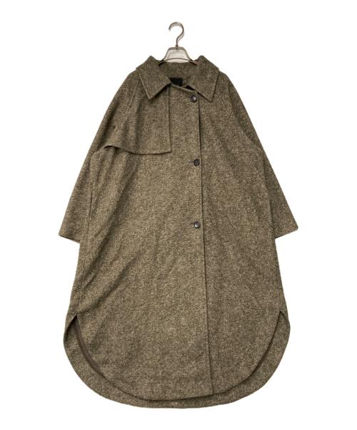 Spick and Span（スピック＆スパン）Spick and Span (スピックアンドスパン) Wスライバーヘリンボーンボリュームコート ブラウン サイズ:38の古着・服飾アイテム