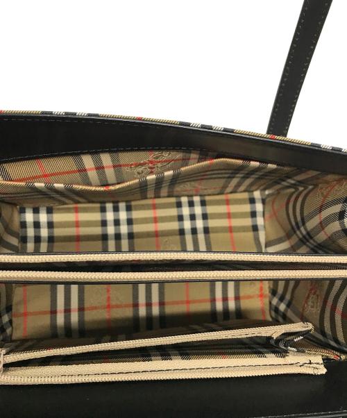 Burberry's（バーバリーズ）Burberry's (バーバリーズ) シャドーホース ノバチェック ハンドバッグ ブラック×ベージュの古着・服飾アイテム