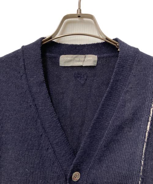 COMME des GARCONS HOMME（コムデギャルソン オム）COMME des GARCONS HOMME (コムデギャルソン オム) ダメージ加工ウールカーディガン HN-040030 AD2000 アーカイブ ネイビー サイズ:不明の古着・服飾アイテム