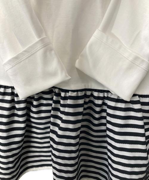 BORDERS at BALCONY（ボーダーズアットバルコニー）BORDERS at BALCONY (ボーダーズアットバルコニー) PEPLUM LONG SLEEVE TEE/ペプラムロングスリーブ ホワイト×ブラック サイズ:38の古着・服飾アイテム