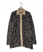 CIVIDINIチヴィディーニ）の古着「カシミア総柄ニットポロカーディガン」｜ブラック×ベージュ