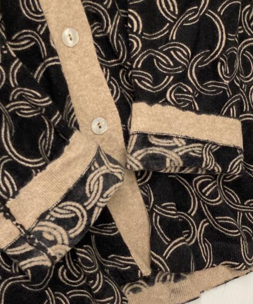 CIVIDINI（チヴィディーニ）CIVIDINI (チヴィディーニ) カシミア総柄ニットポロカーディガン ブラック×ベージュ サイズ:42の古着・服飾アイテム