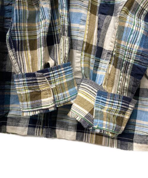 BONCOURA（ボンクラ）BONCOURA (ボンクラ) チェックリネンコットンスイングトップ ブルー×ホワイト サイズ:38の古着・服飾アイテム