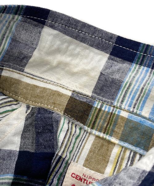 BONCOURA（ボンクラ）BONCOURA (ボンクラ) チェックリネンコットンスイングトップ ブルー×ホワイト サイズ:38の古着・服飾アイテム