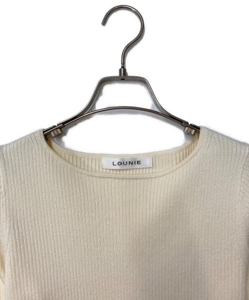 LOUNIE（ルーニー）LOUNIE (ルーニー) ボートネックリブニットプルオーバー ベージュ サイズ:Fの古着・服飾アイテム