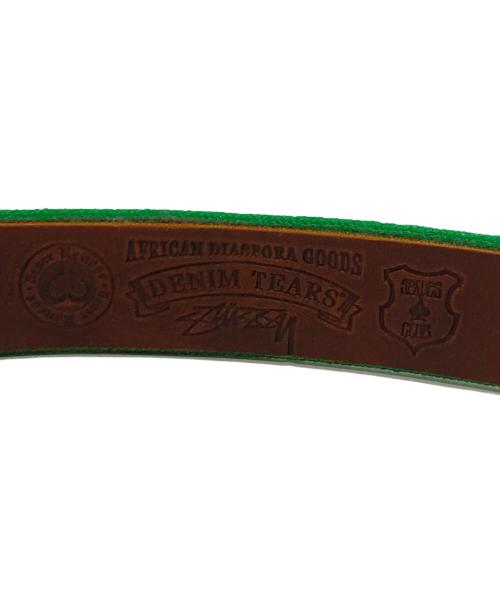 stussy（ステューシー）stussy (ステューシー) Denim Tears (デニムティアーズ) Needle Point Belt in brown ニードルポイントベルト グリーン×ブラウン サイズ:SIZE L/XLの古着・服飾アイテム