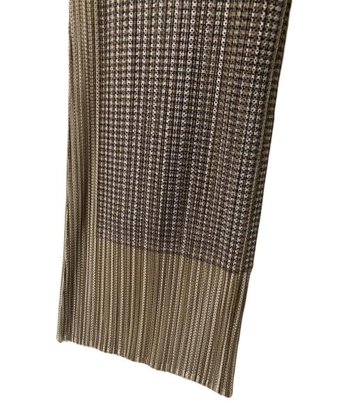 PLEATS PLEASE（プリーツプリーズ）PLEATS PLEASE (プリーツプリーズ) 総柄 メッシュ プリーツパンツ PP14-JF164 カーキ×グレー サイズ:2の古着・服飾アイテム