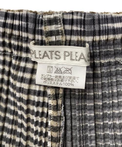 PLEATS PLEASE（プリーツプリーズ）PLEATS PLEASE (プリーツプリーズ) 総柄 メッシュ プリーツパンツ PP14-JF164 カーキ×グレー サイズ:2の古着・服飾アイテム